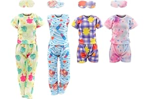 Festfun 4 Set Doll Clothes and Accessories 4 Pajamas Eye Mask Sleeping Clothes Set for 11.5 inch Doll