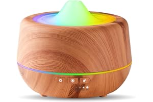 INXDOLHOM Difusor de aceites Esenciales, difusor ultrasónico de aromaterapia de 500 ml, humidificador de Niebla fría con Luces LED de 7 Colores, 4 temporizadores, función de Apagado automático
