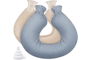 ANSTORE Borsa dell'acqua calda a forma di U con morbida copertura, Borsa Acqua Calda de 2L, con fodera in pile rimovibile e lavabile, borsa per acqua calda di alta qualità per alleviare il dolore (grigio)