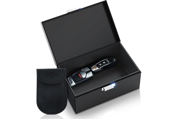 Ironstripe Très Grand Coffre Fort pour Clés de Voiture - Extra Large 19 x 12 x 9 cm - Brouilleur de Signal pour Clés - Boite à Clé Anti-Vol - Pour Sécurité Automobile - Étui Anti-Ondes Offert