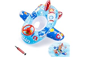 AOREETY Baby Swimming Float for Children Kids, Inflatable Pool Float Swimming Ring with Safety Seat and Handle Unicorn Fun Water Toy Accessories for Age 1-4 Y