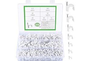 SZSLMY 650 fascette stringicavo per unghie, per chiodo, morsetti per cavi, da parete, fascette per cavi, per viti, ganci per cavi, fissaggio a parete, cavo elettrico (4 mm – 12 mm, bianco)