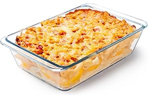 NUTRIUPS Deep Glass Baking Dish, Glass Oven Dish, Rectangular Glass Lasagne Dish, Oven Proof Clear Glass Roasting Dish (2.3L)