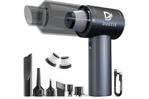 DUSTIX Handheld Car Vacuum cleaner & Air Blower Cordless – Mini Powerful 12000Pa Suction, Portable Small Hoover, HEPA, Accessories for Interior, PC, Home & Kitchen