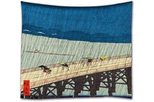 A.Monamour Arazzo da Parete Grande Mandala Pioggia Improvvisa Sul Ponte Shin-Ohashi E Atake Di Utagawa Hiroshige Stampa Telo Tessuto Tenda Tovaglia Copriletto Copridivano Arazzi Murale Decorazione