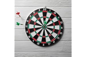 BULLTEK Jeu Cible Fléchettes Réglementaire 38 CM Tir à la Cible Panneau Double Face Tir à Signe Adultes et Garçons avec 6 Flèches en Acier DartBoard Rond Maison à Suspendre au mur