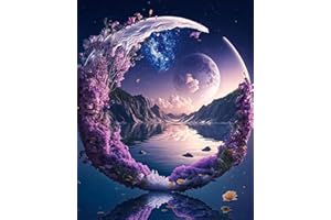 TISHIRON Malowanie według liczb dla dorosłych, księżyc "zrób to sam", obraz olejny, dekoracja mieszkania 40x50