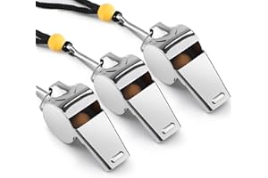 ‎KTRIO KTRIO Edelstahl-Pfeife mit Umhängeband, Sport-Metallpfeife Schiedsrichterpfeife für Schule, Sport, Notfall, 4,4 x 1,3 x 2 cm, 3er-Pack, Silber