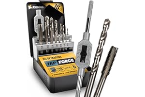 AMBOSS WERKZEUGE Kit taraudage métrique, M3 - M12, 15 pcs. HSS-G/filets/Amboss Tap Force/coffret taraud, assortiment de taraudage, kit de coupe, kit de tarauds / M3 & M4 & M5 & M6 & M8 & M10 & M12