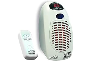 STARLYF Fast Heater Deluxe, Vue sur TV Chauffage avec télécommande 400 W Chauffage électrique, Portable et Compact avec Thermostat réglable et télécommande – Couleur Bianco