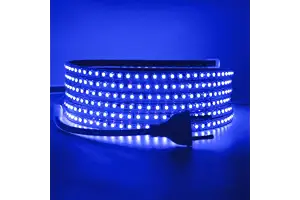 HEGEHE Conexión a AC220-240V Tira de LED,120LEDs/m SMD2835 Flexible Superbright Tira de luz LED cadena de luz de cuerda Autoadhesiva con enchufe para Navidad（3m, Azul）