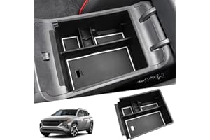 SHAOHAO Compatible con Hyundai Tucson NX4 2021 2022 2023 2024 Consola Central Reposabrazos Caja de Almacenamiento Reposabrazos Central Bandeja Organizador Multifuncional Guantera Accesorios Blanco