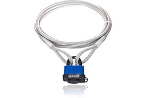 Drahtseile24 Câble à passants, câble en acier gainé avec œillets et cadenas ABUS (1 m – 50 m), Câble antivol, Épaisseur : 4 mm (3 à 4), Longueur : 2 m