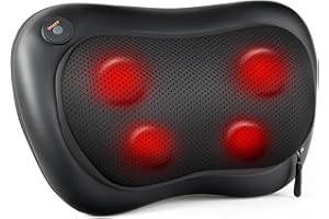 ‎ALLJOY ALLJOY Massagekissen mit Wärmefunktion, Shiatsu Massagegerät für Nacken Schulter Rücken, Rückenmassagegerät mit 3D Rotierenden Massageköpfen, PU-Leder, Geschenk für Männer, Frauen