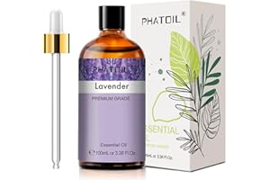 PHATOIL Lavender Essential Oil 100ml, 100% Natural & Pure Premium Graded Lavender Essential Oils for Diffusers, Humidifiers, Aromatherapy, Skin Hair Care and Candle Soap Making
