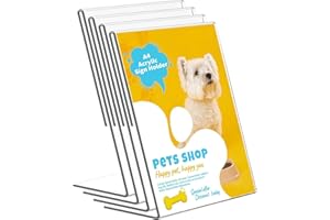 DAGORD 4 Pezzi Espositore in Plexiglass Trasparente A4 Espositore da Tavolo Inclinato in Acrilico A4 a L Porta Avvisi da Tavolo A4 Verticale Porta Menu da Tavolo per Ufficio Ristorante Hotel Vetrina