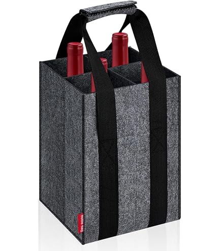 Sac à Bouteilles Achilles 4 Compartiments - Pour Bouteilles De 1,5L, En Feutre Recyclé 18x18x27 Cm - Transport Silencieux Et Sécurisé