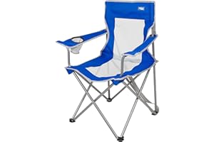 AKTIVE Silla plegable camping ultraligera, Peso máximo 110 kg, Incluye posavasos y reposabrazos, 46x46x82 cm, Silla alta: 41cm, Costuras reforzadas y respaldo transpirable (52879)