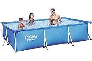 Bestway 56404 - Piscina Desmontable Tubular Infantil Deluxe Splash Frame Pool, 300x201x66 cm, azul