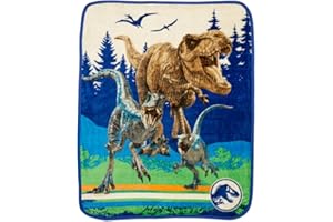 Franco Jurassic World Dominion Rexy T-Rex Kids Bedding Super Soft Silk Touch Throw, 40 in x 50 in, (Official Licensed Product)