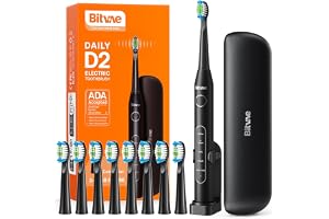 Sonic toothbrush with tips set and travel case D2 (black)