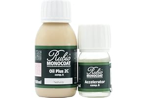 Rubio Monocoat Wood Oil 5m² - Natural | Oil Plus 2C | Quick-Dry, Eco-Friendly Linseed Wood Oil for Indoor Use Includes Accelerator (Part B) | Preserver | 130 ml