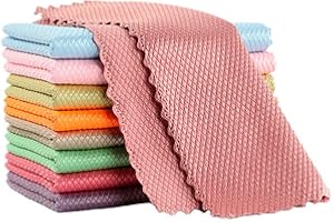 CLOKELAI 10pcs Cleaning Cloth Fish Scale Cloth Microfiber Cloth Nanoscale Cleaning Cloth Lint Free Cloth Easy Clean Cloth, No Trace High Absorption Polishing Cloth For Kitchen Home (Random Color)(30X40cm)