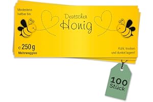 ‎APOIDEA Apoidea Honey Labels 250g Wet Adhesive - 100 Pieces for Stamping/Labels Honey Jars/Honey Stickers for Homemade Honey/Honey Labels for Honey Jars