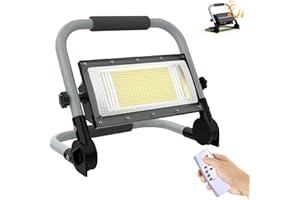 ERAY Solaire Projecteur LED Rechargeable 12000mAh - 10000LM, 350 LEDs, 5 Modes, IP56, Télécommande, Portable Lampe de Travail pour Camping, Chantier, Atelier, Garage, Extérieur, Urgence