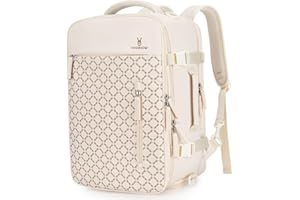 VS VOGSHOW Vogshow für Ryanair Handgepäck 40x20x25 Carry-On Rucksack Wasserdicht Reiserucksack mit 17.3 Zoll Laptopfach 20L Beige