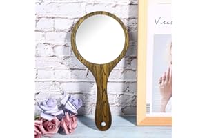 EVONECY Handheld Mirror, with Wood Handle Hand Held Makeup Mirror, Hand Mirror for Barbers Hairdressers Personal Salon(green, 12)
