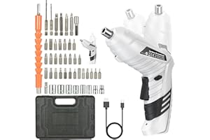 VOTHEN Taladro Destornillador Eléctrico, Destornillador Eléctrico Plegable, Iluminación LED, 47 Piezas, Taladro Recargable 3.6V, Destornillador Eléctrico Portátil Pequeño para Instalación De Muebles