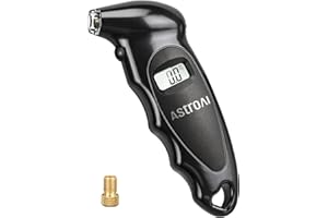 AstroAI Cyfrowy miernik ciśnienia w oponach, 150 psi, 4 ustawienia, do samochodu ciężarowego, roweru, podświetlany wyświetlacz LCD, antypoślizgowy uchwyt, kontroler ciśnienia w oponach (czarny)
