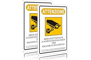 RIFEINOO 2pz Cartello area videosorvegliata Alluminio |Cartelli videosorveglianza per locali e proprietà privata (Metallo Cartelli Area Videosorvegliata 18x25 cm) piccolo