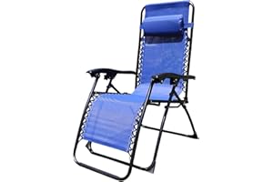 HOME RENOVATION Sillas Ajustables de Gravedad Cero, Sillones de Patio para el hogar Plegables Ligeros para césped/Piscina/jardín/Playa, Puede soportar 150 kg, Azul