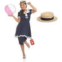 NET TOYS Herren Ringelbadeanzug – Retro Gestreift Blau-weiß, Für Karneval & Mottoparty (Größe S)