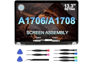 JQYDZH Replacement Screen 13.3" for MacBook Pro Retina A1706 A1708 2560x1600 Late 2016 Mid 2017 (Model: EMC 3071 EMC 3163 EMC 3164) 2560x1600 (Grey) A Full LED LCD Display Assembly (Grey)