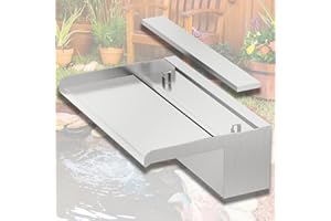 LONGRUNNEW Wasserfall Edelstahl 30 cm aus Edelstahl Wasserfall，für Garten Teich Gabione Wand Mauer Pool Bachlauf Wasserfall Pool.