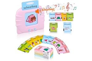 Cooja Talking Flash Cards for Toddlers Age 1 2 3, Interactive Learning Educational Toys for 2 3 4 5 6 Year Old, Phonics Alphabet Flash Cards with 224 Words for Baby Kids Boy Girl (Pink)
