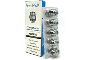 Freemax | 904L X Mesh Coils | Pack of 5 | X Series | for Fireluke 3, Fireluke 2 & Fireluke M Tanks - Contains No C₁₀H₁₄N₂ (X3-0.15 ohm)