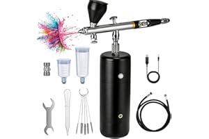 LIEBERWELL Airbrush Set mit Kompressor, 30PSI Handheld Schnurloses Mini Wiederaufladbare Air Brush Kit, Tragbare Dual-Action-Airbrush für Malen, Tattoo, Nail Art, Mode, Make-up, Kuchendekoration, Barber