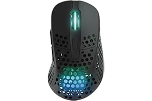 Xtrfy M4 Wireless, souris de gaming ultralégère sans fil, optimisé pour l’esport radio 2,4 GHz, rétro-éclairage RGB, souris ergonomique, adaptable pour droitiers rechargeable, Noir