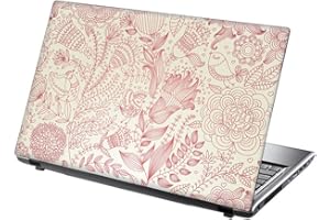 15.6 INCH TAYLORHE SKINS TaylorHe Skins - Autocollant en vinyle pour ordinateur portable 15 pouces avec motifs colorés et effet cuir, fabriqué en Grande-Bretagne 15.6" Fleurs roses, oiseaux.