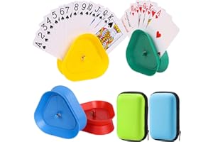 Fizdoqg 4 Stück Kartenhalter Kinder Spielkartenhalter Sicherer Halt Freisprech Kartenhalter Spielkarten mit 2 Spielkarten Box für Senioren und Kinder, Perfekte Kombination