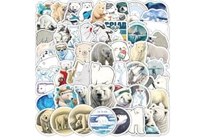 Affoto Der Eisbär Aufkleber für Laptop(50PCS),Geschenk für Kinder Jugendliche Erwachsene,Polar Bear Wasserdicht Vinyl Stickers für Auto,Motorräder Fahrrad Gepäck Scrapbook,Skateboard Gitarre
