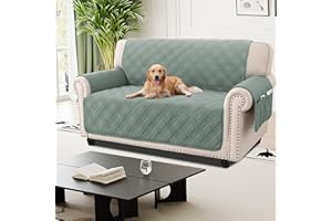 H.Versailtex 100% Waterproof Sofa Cover 2 Seater Sofa Slipcovers Non Slip Sofa Covers with Elastic Strap - Washable Sofa Protectors from Pets/Kids/Dogs, Lilypad