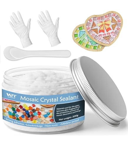 Mosaic Crystal Grout Kit With Scraper, Mosaic Crystal Sealant, Handmade Decorate Tessellated Coasters, No Need To Add Water, Perfect For DIY Craft Projects & Tile Accessories (Translucent, 14oz - View #12