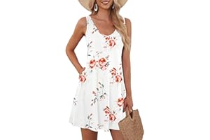 AUSELILY T-Shirt Casual Estiva da Donna Abiti da Spiaggia Copricostume Abito a Tinta Unita a Pieghe