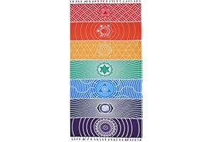 BSSOWE Yoga Meditation Tapisserie, Meditation Sieben Chakra Wandteppich, Hippie Chakra Boho Wandtuch,Yoga Matte Schweiß Absorbieren Mehrfarbige Towels, für Strand Pool Fitnessstudio Yoga Sauna(150 * 75cm)