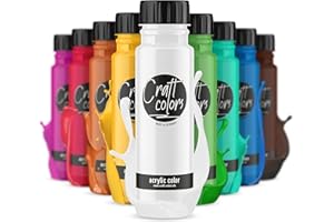 Craft Colors® hochwertige Acrylfarben Set (10 x 250ml) | Made in Germany | deckende Malfarbe | schnell trocknend |vielseitig einsetzbar | hohe Pigmentierung